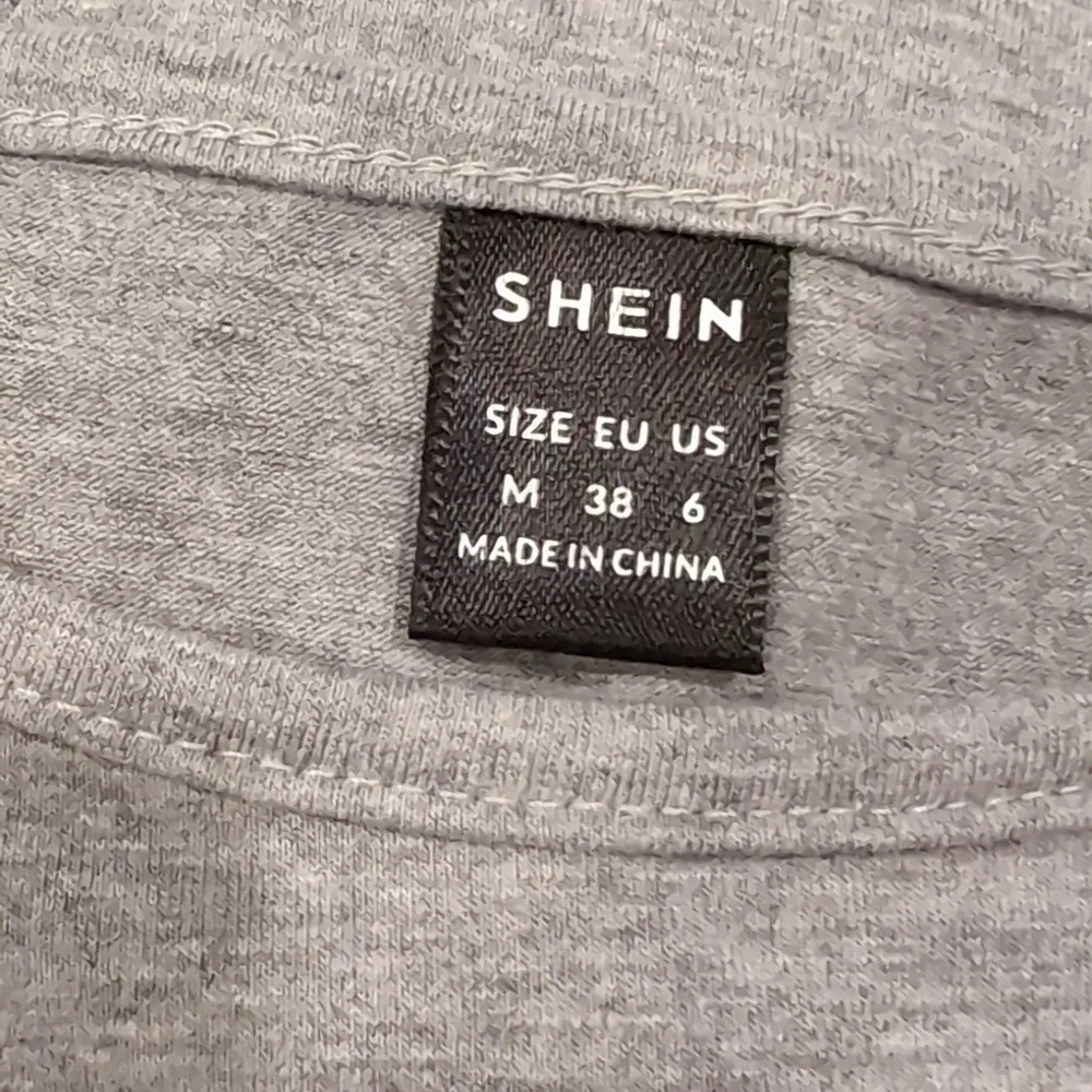 SHEIN Gray Short Sleeve Tee Shirt Style Fringe Hem Mini Casual Lounge Dress M